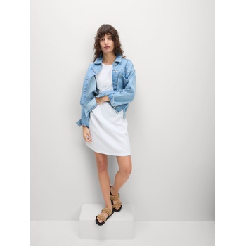 Marks & Spencer Мини рокля с кръгло деколте и високо съдържание на лен Marks & Spencer бяла Marks & Spencer | Byal | ЖЕНИ | M