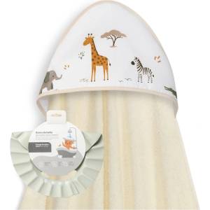 Interbaby Бебешка хавлия и козирка Interbaby - Jirafa Savanna, 100 х 100 cm, бежова (01278-05) - ozone