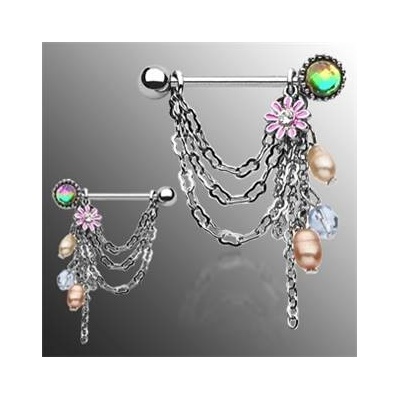 Šperky4U piercing do bradavky pár zdobený kamínky BR01017