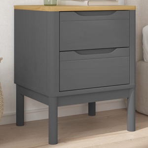 vidaXL Нощно шкафче FLORO, сиво, 45x39x57 см, борово дърво масив (374004)