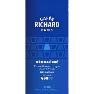 Cafés Richard Кафе капсули Cafes Richard Decafeine безкофеин съвместими с Nespresso, 10 капсули
