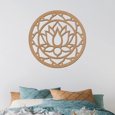 dřevo života Dřevěný obraz LOTUS MANDALA Zvolte barvu dekoru: Buk, Rozměry (cm): 60x60