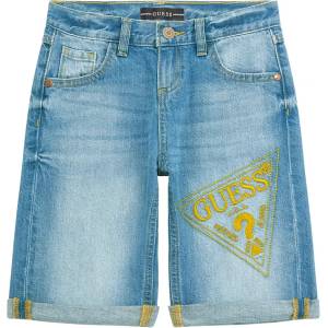 Guess Къси деним панталони за момче с бродирано лого на марката Guess