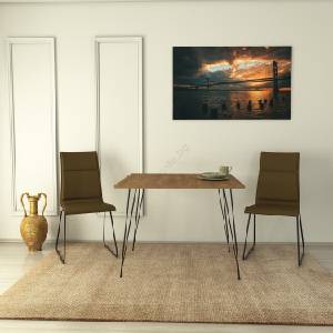 ASIR GROUP Трапезна маса SANDALF 75x90 см кафява/черна (AS1411)