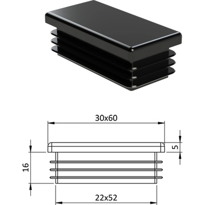 Krytka plastová 30 x 60 mm