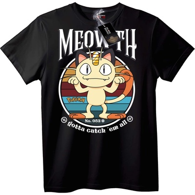 NOONEBRAND Тениска с Meowth от Pokémon - 2XL, Black