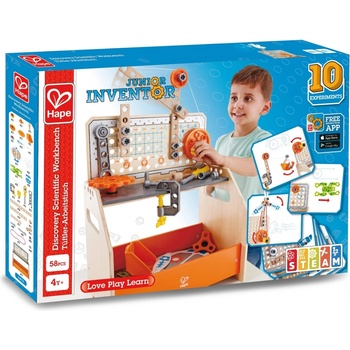 Hape Игрален комплект Hape - Експерименти в науката, Дървена работна маса, 58 части (H3028)