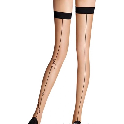 Beileisi Dámské samodržící punčochy nadkolenky s nápisem 2133 černé tělové Tělová – Zboží Dáma
