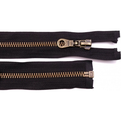 Prima-obchod Zip staromosazný 6mm dělitelný 80cm (bundový), barva 332 Černá