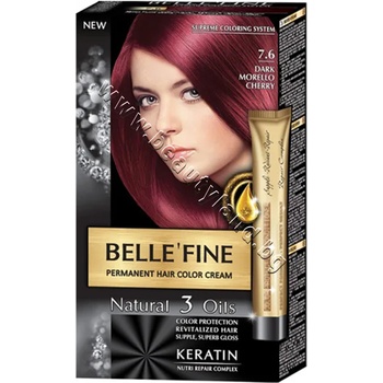 Belle'Fine Боя за коса Belle'Fine, 7.6 Dark Morello Cherry, p/n BF-16307.6 - Крем-боя за коса с провитамин B5, вишнево-червена (BF-16307.6)