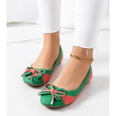 Gemre Green ballet flats with a bow Eske zelená červená
