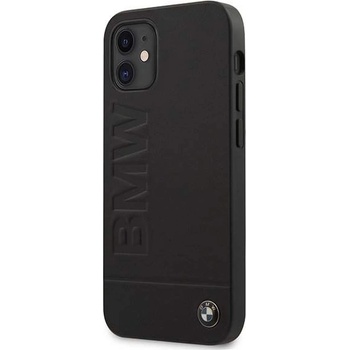 BMW Signature Logo Imprint Leather Hard Case - кожен кейс (естествена кожа) за iPhone 12 mini (черен)