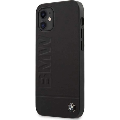 BMW Signature Logo Imprint Leather Hard Case - кожен кейс (естествена кожа) за iPhone 12 mini (черен)