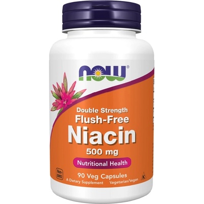 NOW NOW Flush-Free Niacin 500 mg Double Strength, 90 Veg Capsules