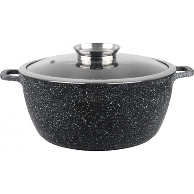Voltz Тенджера с капак Oliver Voltz OV54318C28, Ø28x12.5 см, 6.5 л, Лят алуминий, Керамично мраморно покритие, Черен (5V54318C28)