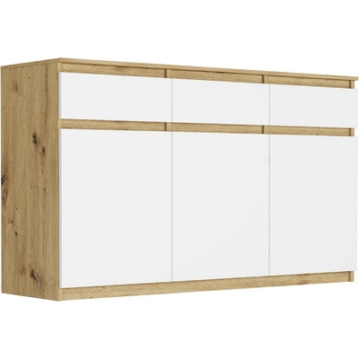 Framire Třídveřová komoda se zásuvkami a skříňkami, barva artisan mix, rozměry 120 x 40 x 98 cm Modern S3