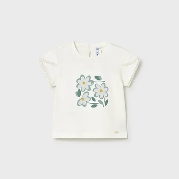 MAYORAL Тениска къс ръкав Бяла със сини цветя за бебе момиче Mayoral