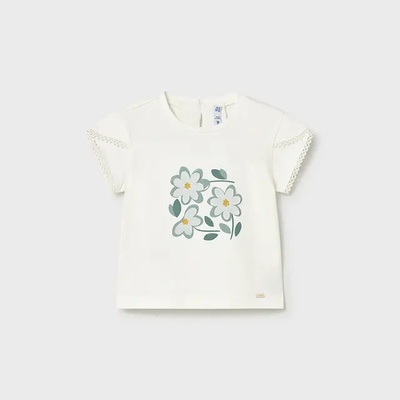 MAYORAL Тениска къс ръкав Бяла със сини цветя за бебе момиче Mayoral