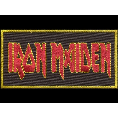 Nášivka IRON MAIDEN yellow red vyšívaná zažehlovací