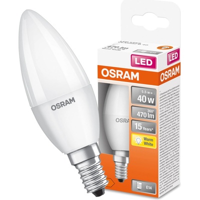Osram LED žiarovka Retrofit Classic B40, E14, 4,9 W, 470 lm, 2700 K, opálová