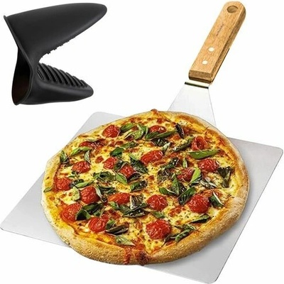 Ruhhy Nerezová lopatka na pizzu Tratoria, 30 × 30 cm, se silikonovou chňapkou