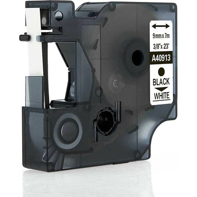 Kompatibilní páska s Dymo 40913, S0720680, 9 mm x 7m, černý tisk/bílý podklad