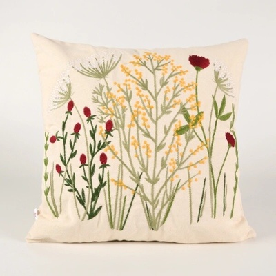 Takoy Povlak na polštář s vyšívaným vzorem 45x45 luční květiny-HT-00225 | 45 x 45 cm