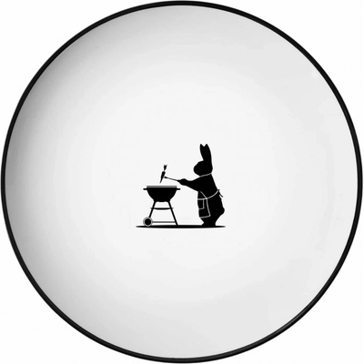 HAM Porcelánový dezertní talíř Barbecuing Rabbit 20,5 cm černá bílá porcelán