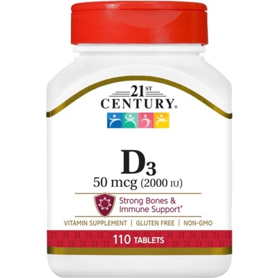 21st Century Vitamin D3, 50 mcg, 110 таблетки, 21st Century (9129)
