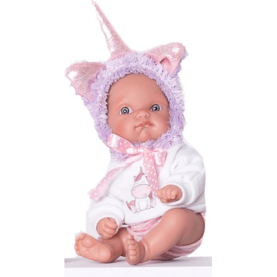 Antonio Juan 85105 Jednorožec fialový realistická bábika bábätko s celovinylovým telom 21 cm