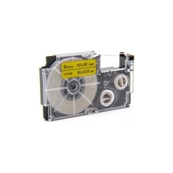 Pro Casio Съвместима лента с Casio XR-6YW1, 6mm x 8m черен печат / жълт фон (XR6YW)