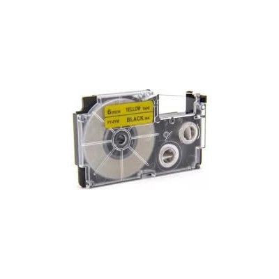 Compatible Съвместима лента с Casio XR-6YW1, 6mm x 8m черен печат / жълт фон (XR6YW)
