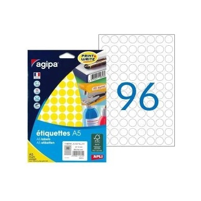 Etikety kruhové 15mm Agipa A5 žlté