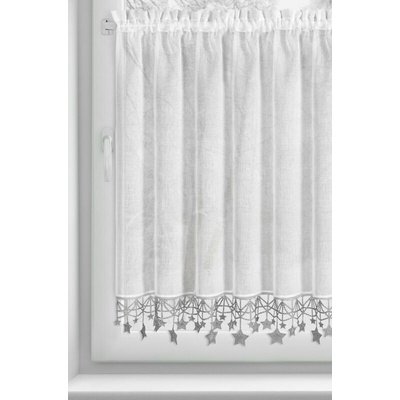 Takoy Vitrážová záclona 150x90 cm bielo-strieborná zdobená hviezdičkami-HF-473433 | 150 x 90 cm