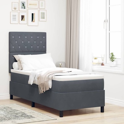 zahrada-XL 3339729 Postel s boxspringem s matrací Tmavě šedá samet