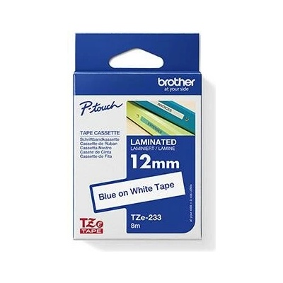 páska BROTHER TZ233 modré písmo, biela páska Tape (12mm) (TZE233)