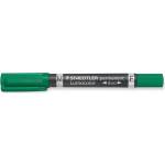STAEDTLER Алкохолен маркер, 0, 6/1, 5 мм, коничен, с два края, STAEDTLER "Lumocolor duo 348", зелен 348-5 (348-5)