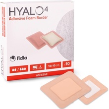 HYALO4 ADHESIVE SILICONE BORDER FOAM DRESSING 10 x 10 cm ADHEZIVNÍ PĚNOVÉ KRYTÍ SE SILIKONEM A LEPÍCÍM OKRA