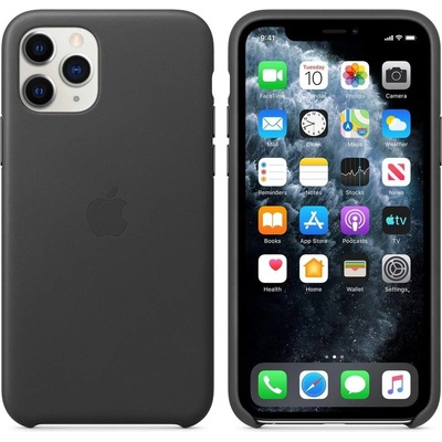 Apple iPhone Leather Case - оригинален кожен кейс (естествена кожа) за iPhone 11 Pro (черен)