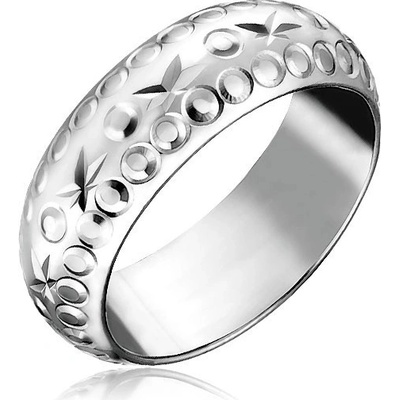 Šperky eshop Stříbrný prsten 925 gravírované hvězdy a kroužky H13.11