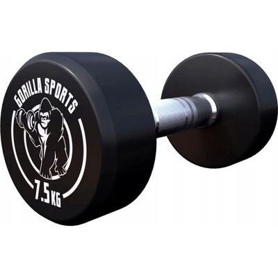 Gorilla Sports Jednoručné činky s povrchovou úpravou pogumované pevné 1 x 7,5 kg