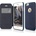 elago S6 Leather Flip Apple Cut Case Limited Edition - луксозен кожен кейс от естествена кожа + HD покритие за iPhone 6, iPhone 6S (тъмносин)