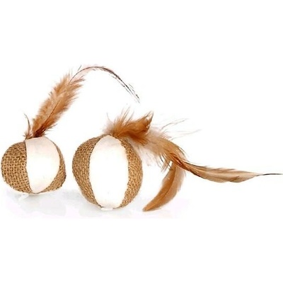 Natural Only hračka pre mačky loptička s pierkom 4 cm 2 ks