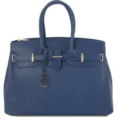 Tuscany Leather Kožená kabelka so zlatými kovovými detailmi tmavomodrá 1529 1 107