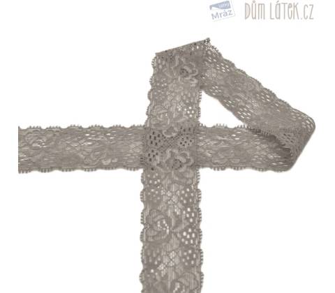 Elastická čipka sivohnedá, 30 mm