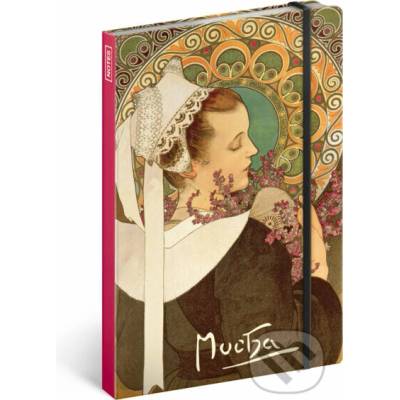 Presco Group Notes Alfons Mucha Vřes nelinkovaný s gumičkou na uzavření