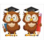 LearnHow School window decorations -Owls in birets 2pcs