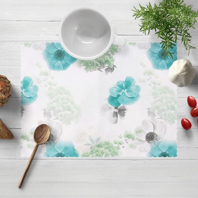 Biante Teflonové prostírání TF-044 Tyrkysové růže na bílém 35x45cm