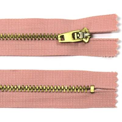 Kovový zip no.3 nerozepínací 10cm mosazné zlaté zoubky - více barev color: 741 starorůžová