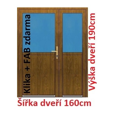 Soft Dvoukřídlé vchodové plastové 1/2 sklo bílá 160 x 190 cm